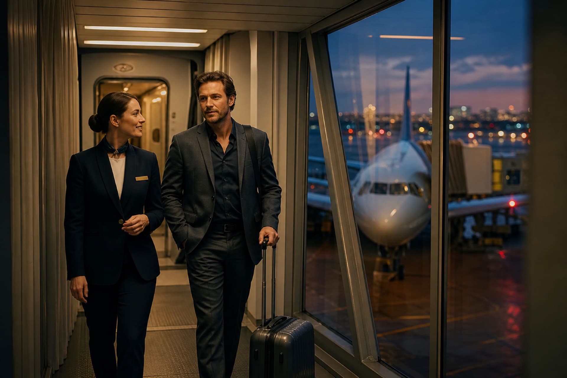 Meet & Greet. Escort from jet bridge to curb.
